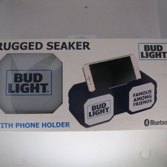 Bud Light Waterproof Rugged Bluetooth Phone Holder Speaker NIB READ - Picture 1 of 9